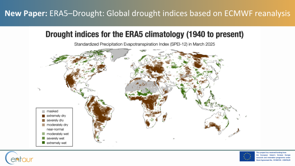 Map showing the global state of drought at the end of March 2025